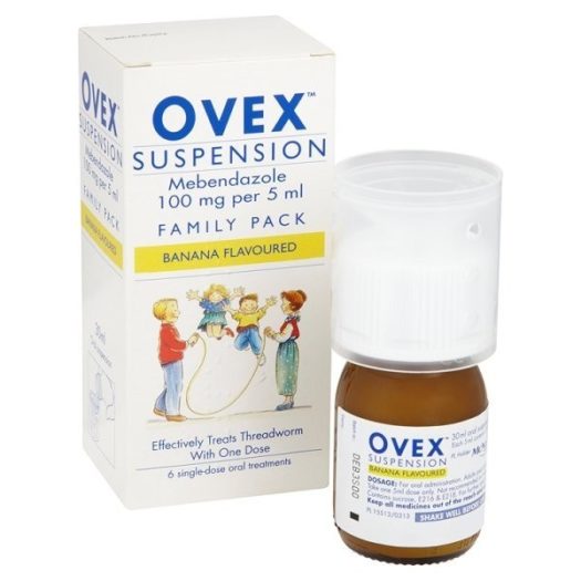 OVEX SUSPENSION Mebendazole 100 mg per 5 ml